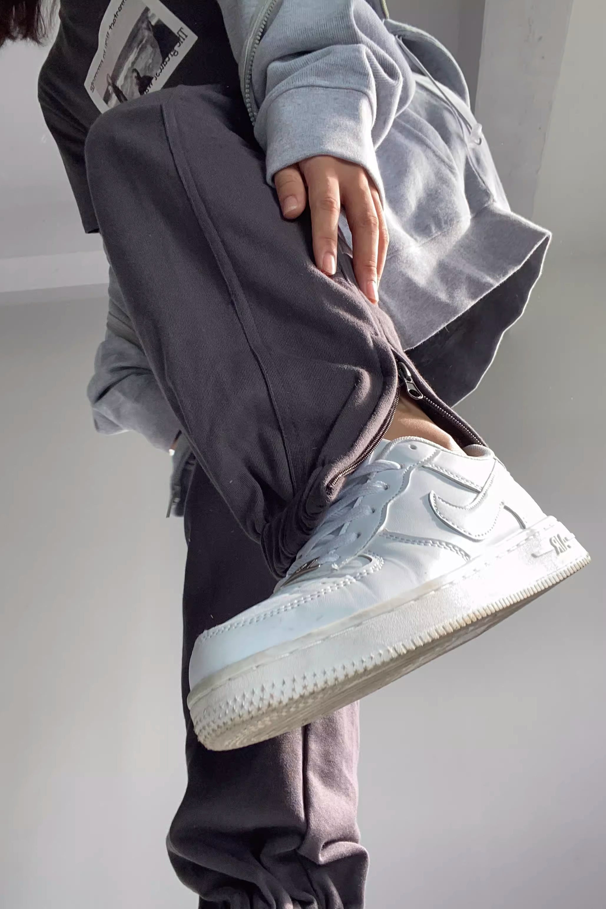 Lace Up Seam Elastic Waist Sports Pants