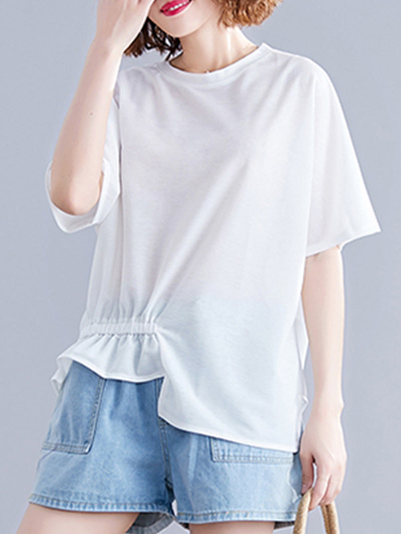 Lover's Leap Elastic Waist Style Basic Tops - Fashionpara