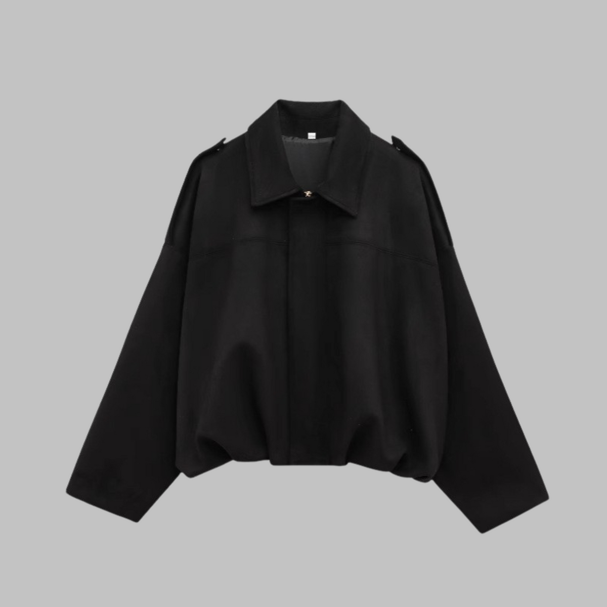 Collared Zip Front Epaulette Oversized Bomber Jacket