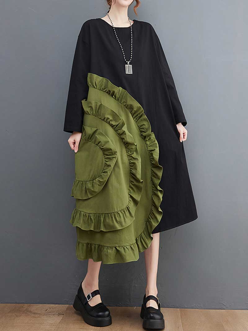 Stylish Ruffle A-Line Dress - Fashionpara