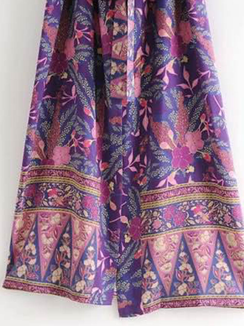 Beachwear & Partywear Floral Print Purple Color Cotton Long Length Gown Kimono Duster Robe 10