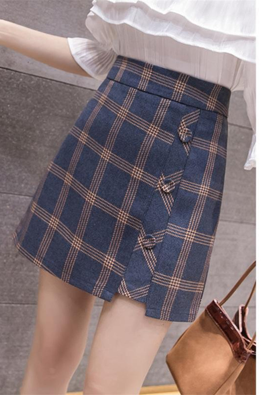 High Waist Irregular Plaid A-Line Elegant Skirts - Fashionpara