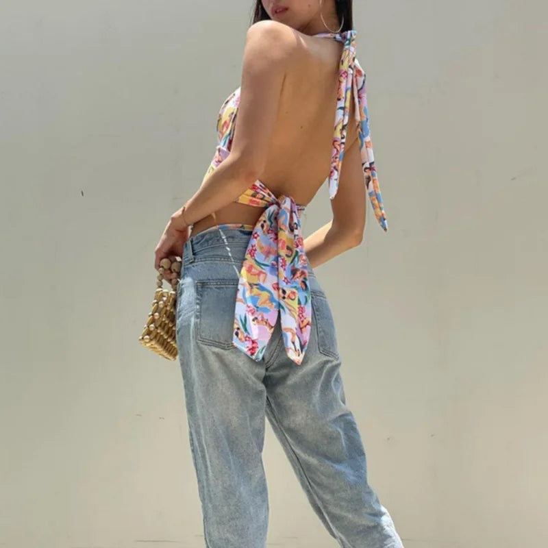 Colorful Beach Girls Print Vest - Fashionpara