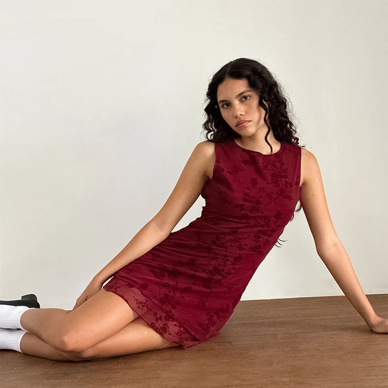 Beverly Mini Dress-Maroon