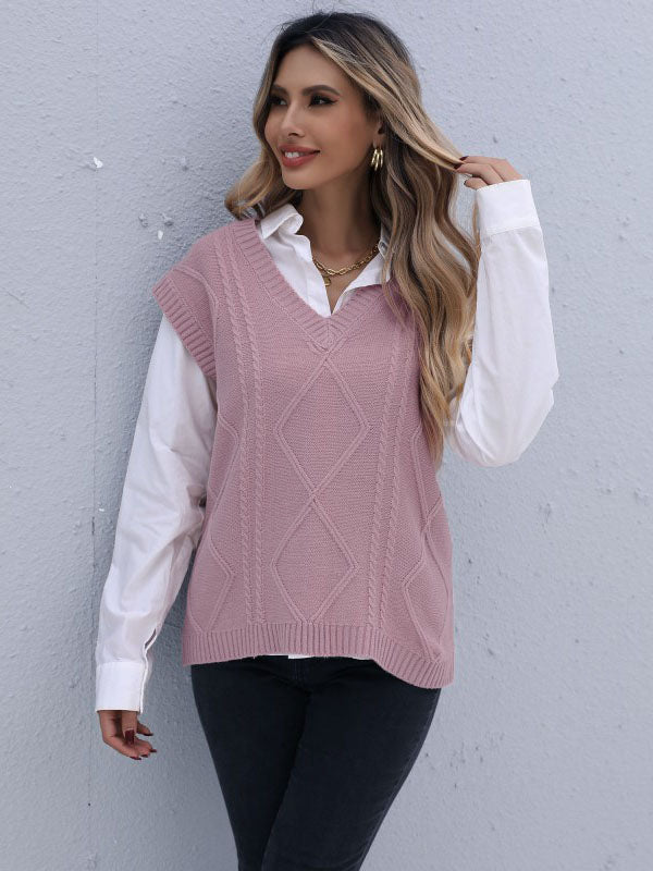 Solid Color v-neck Vest