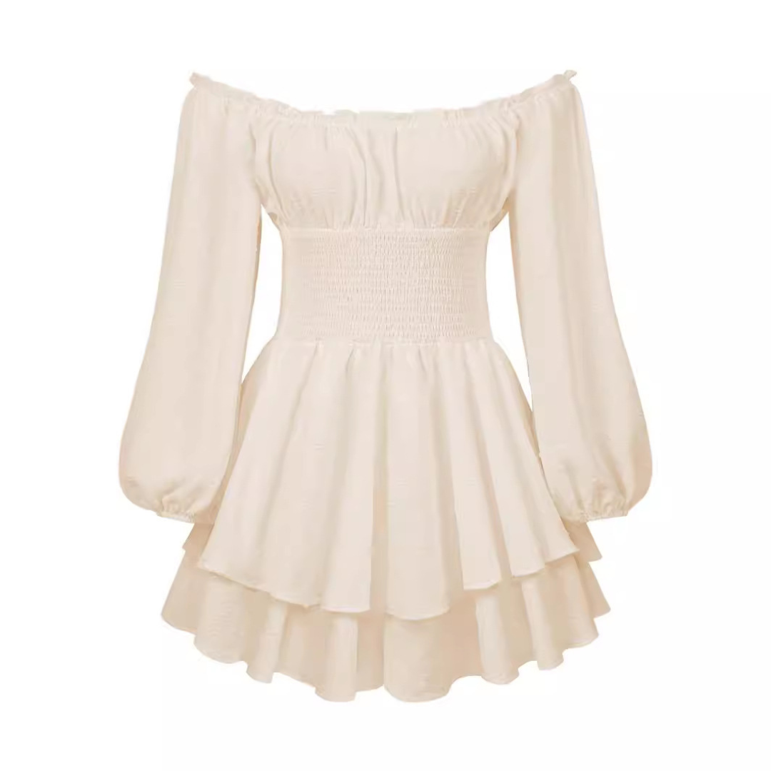 Off Shoulder Long Sleeve Smocked Tiered Ruffle Mini Dress 3