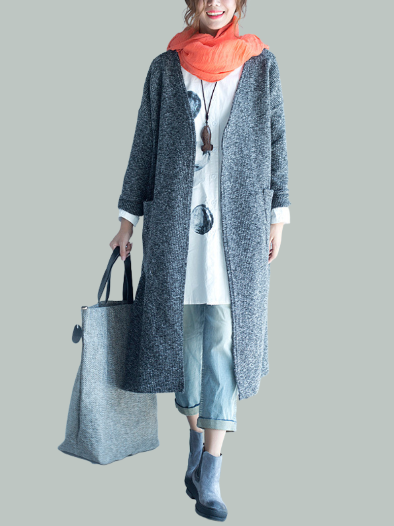 Women Cardigan Mid-Length Fashion Long-Sleeved Loose Thin Coat - Fashionpara