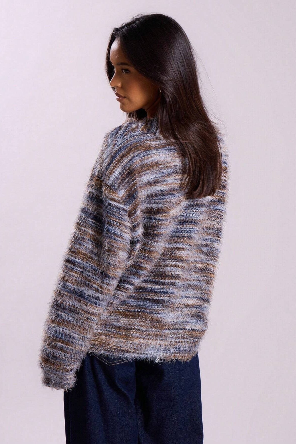 Deep V-Neck Plush Knit Cardigan for Retro Fashion Lovers