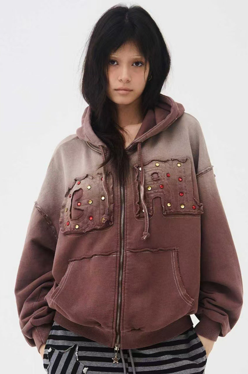 Vintage Washed Gradient Hoodie