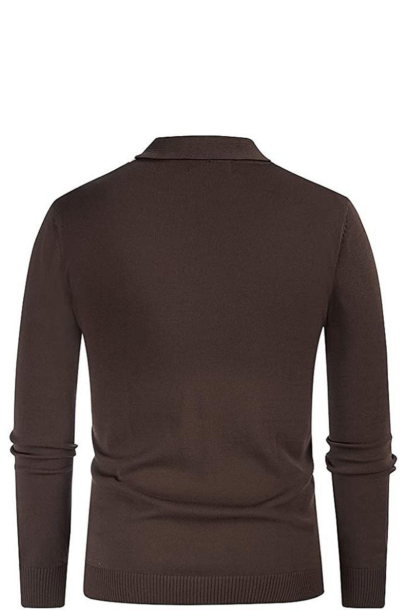 Men's V-Neck Long Sleeve Knitted Polo Cardigan  Fashionpara