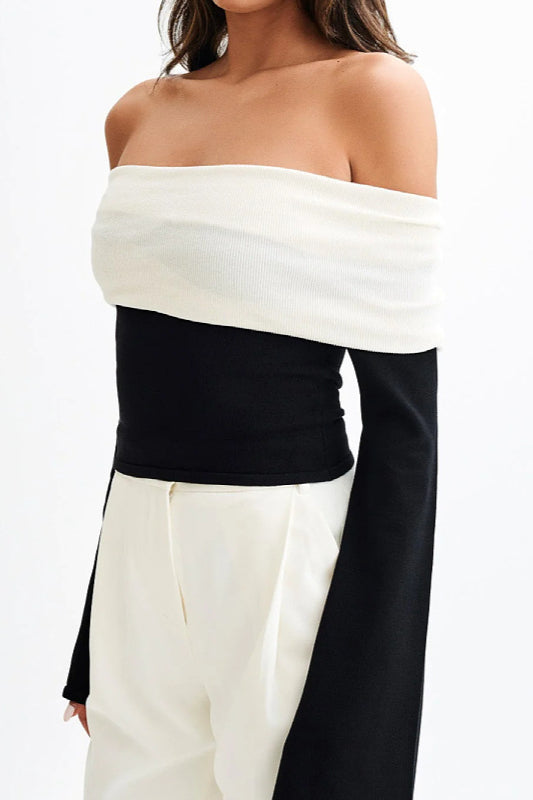 PrincessAce Off-Shoulder Fitted Knit Sweater for Elegance