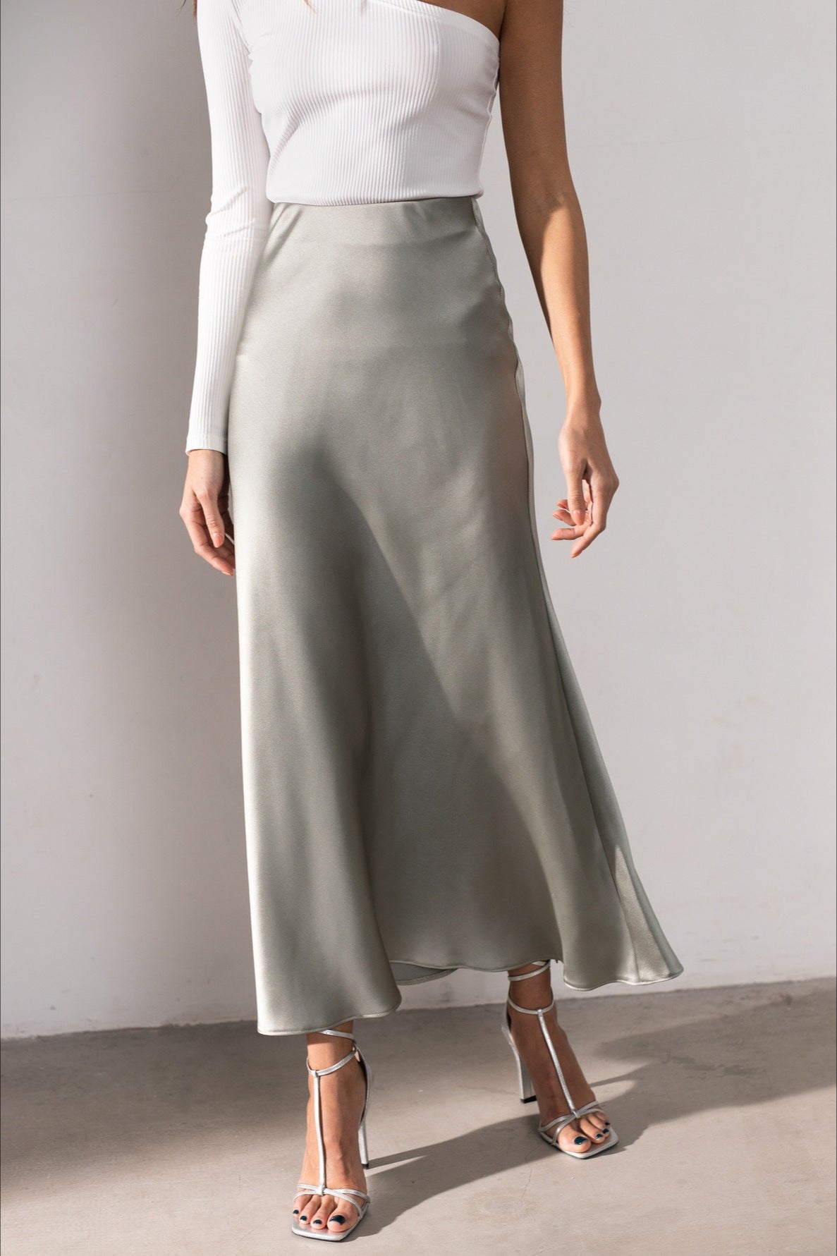 Satin Fishtail Maxi Skirt