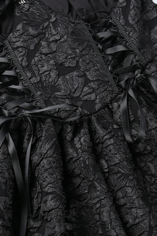 Ruffled Cross Neck Gothic Dress