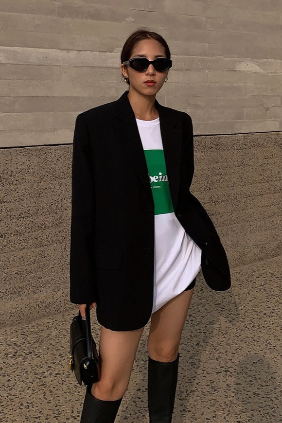 Black Slouchy Retro Style Blazer 7