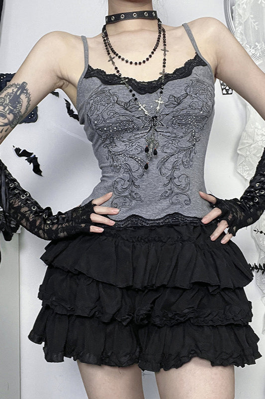 Butterfly Print Gothic Cami Corset