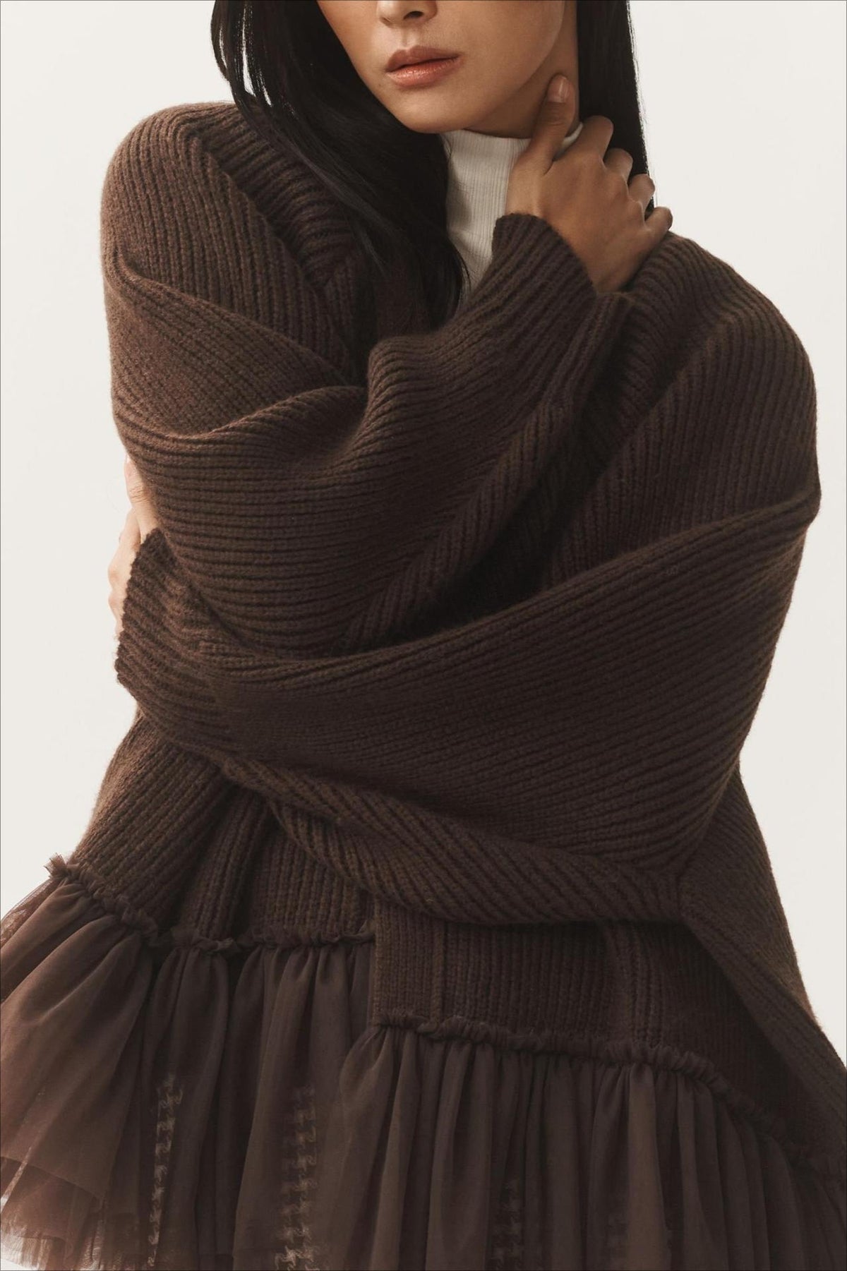Sheer Ruffle Knit Cardigan 2