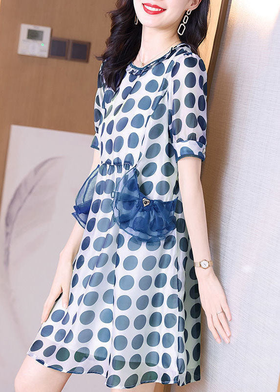 Polka Dot Ruffle Collar Short Puff Sleeve A-Line Mini Dress - View 4