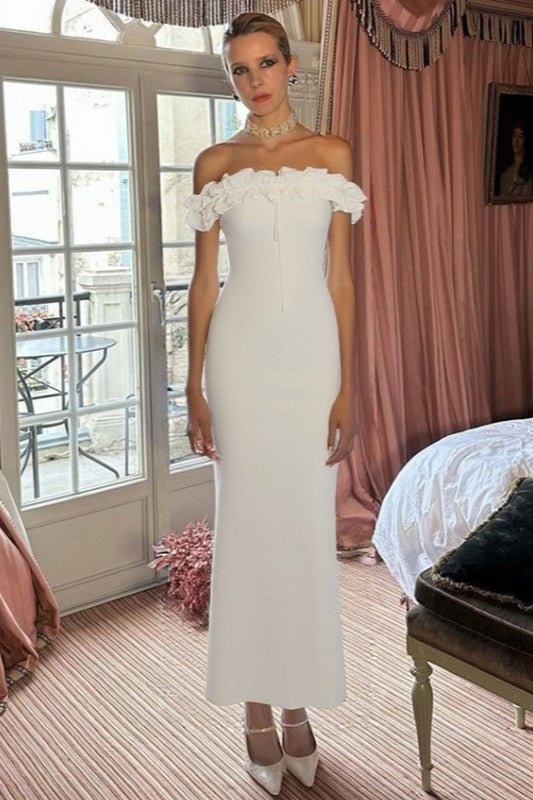 Ruffle Off-Shoulder Bodycon Mermaid Maxi Dress