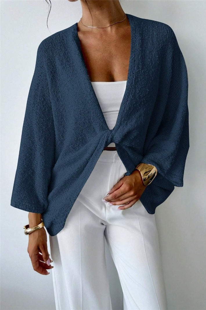 Draped Open Front Wrap Sweater