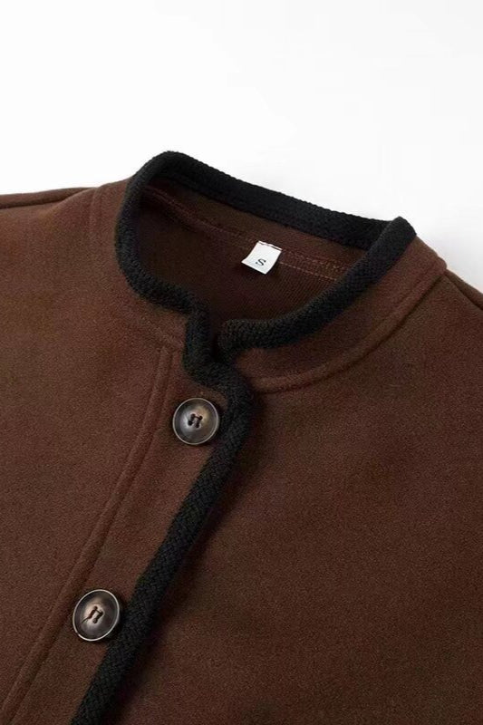 Wool Blend Colorblock Casual Coat 4