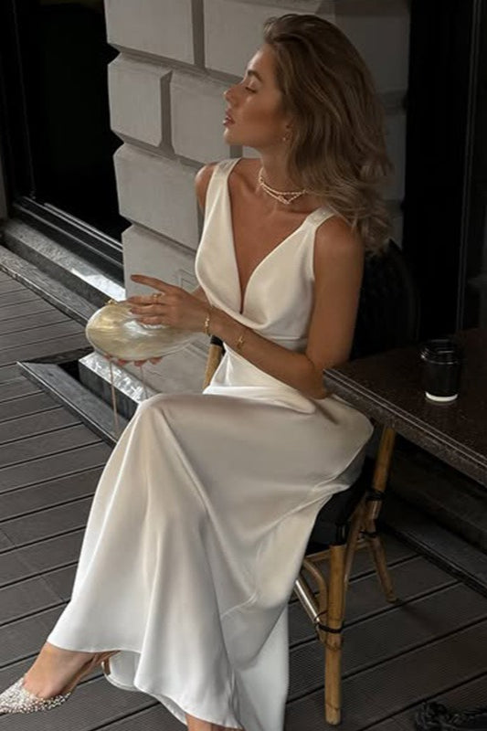 Satin Cowl Neck Sleeveless Slip Column Maxi Dress 3