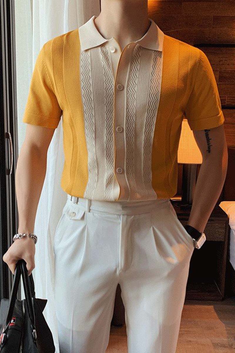 Vintage Casual Mens Short-Sleeved Polo Shirt Fashionpara