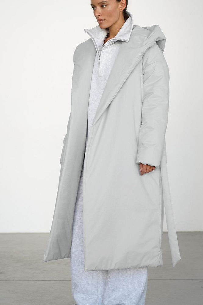 Solid Color Long Cotton Coat - Fashionpara