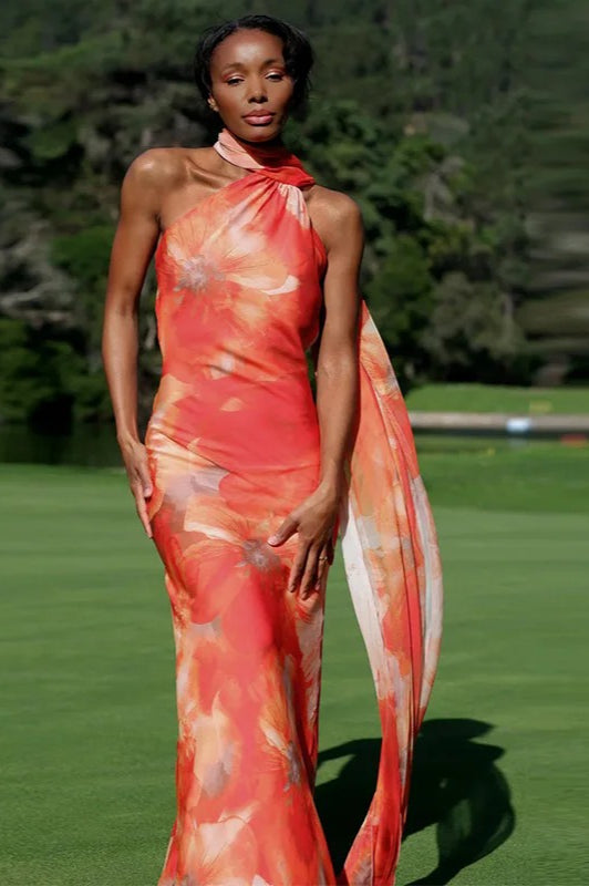 Elegant Satin Halter Dress