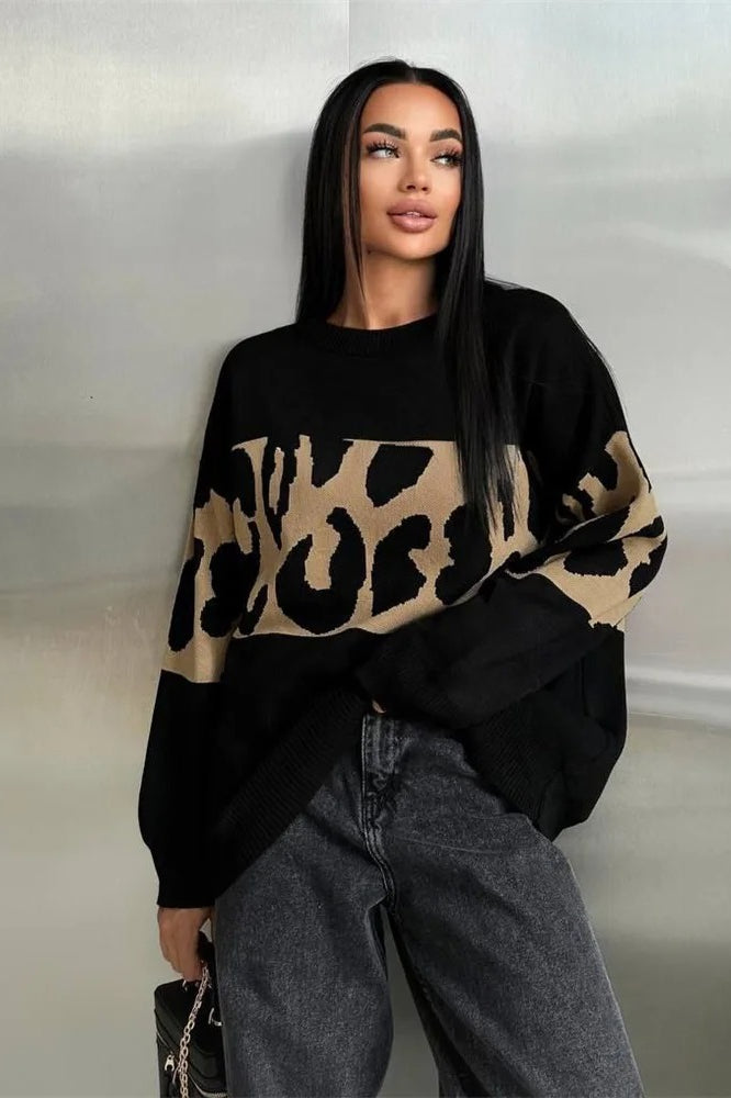 PrincessAce Vintage Leopard Knit Sweater for Timeless Style