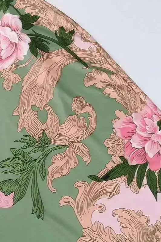 Elegant Spaghetti Strap Maxi Floral Dress