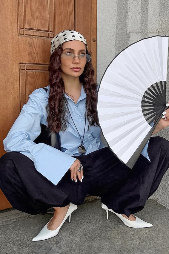 Side Slit Tailored Cotton Blouse