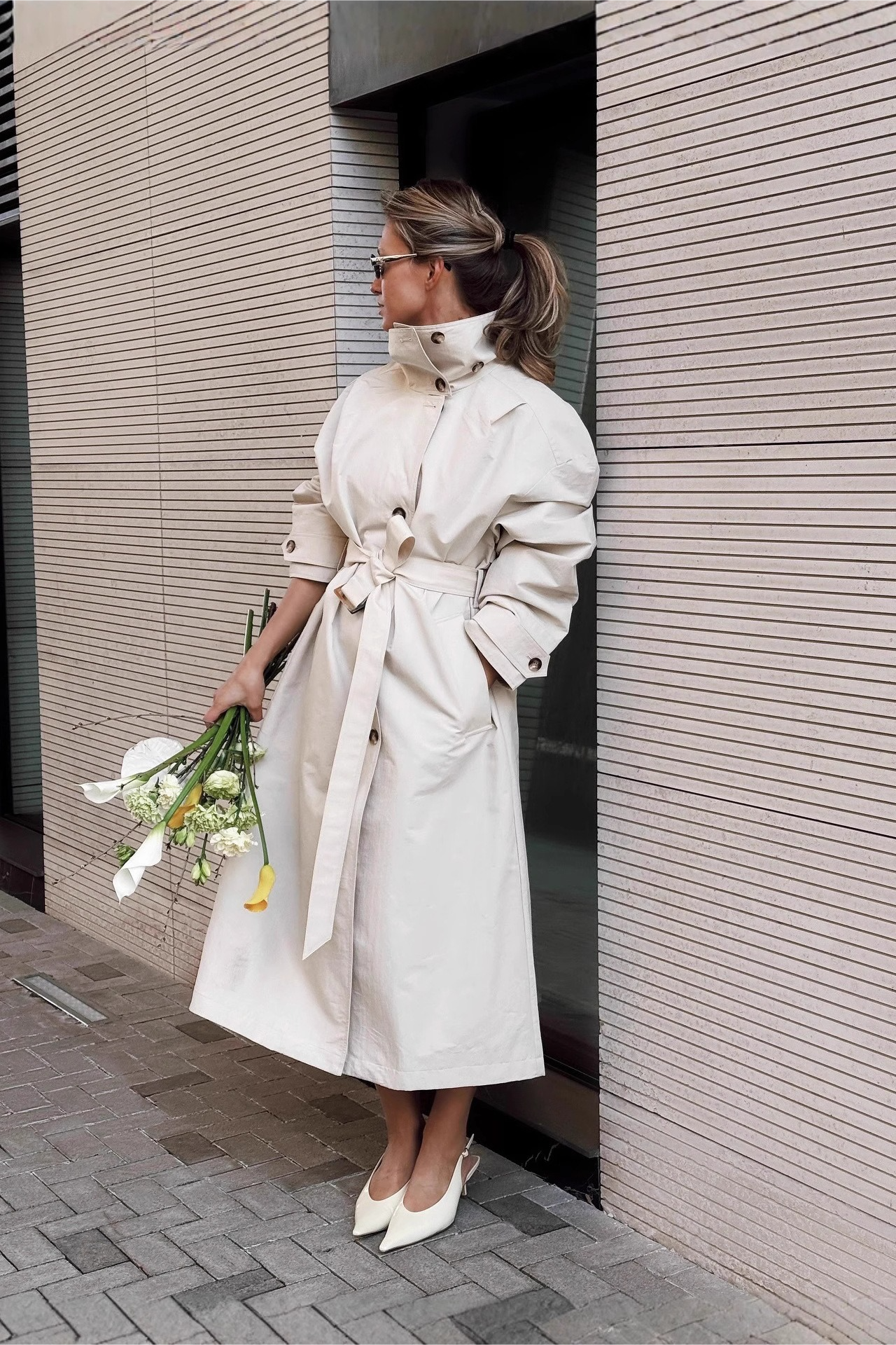 Relaxed Silhouette Stand Collar Petite Chic Overcoat - Fashionpara