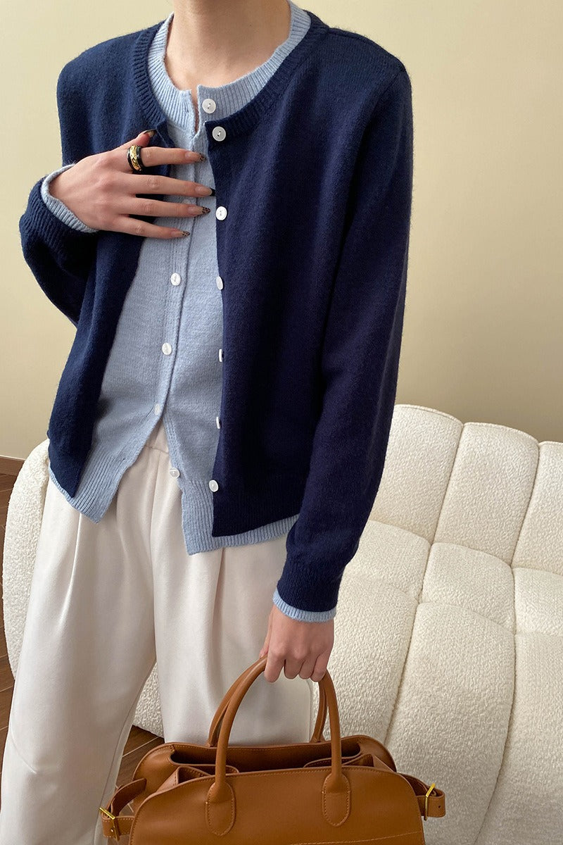 Contrast Panel Layering Cardigan