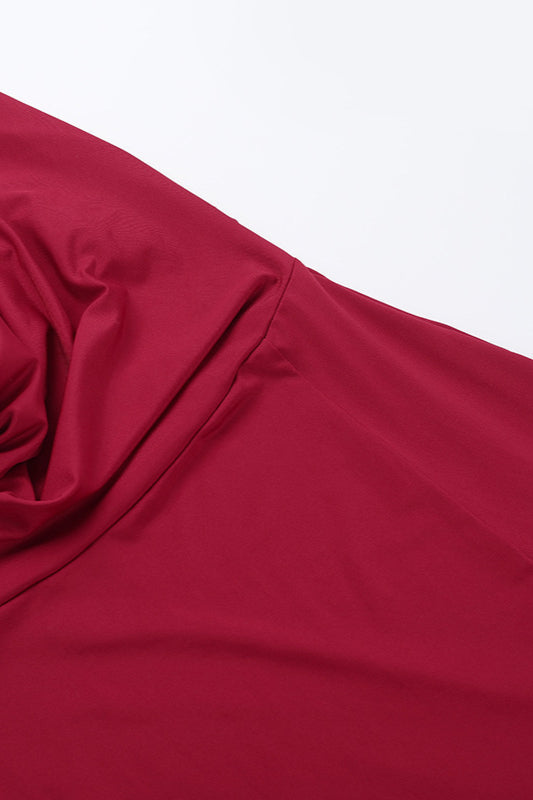Satin Halter Neck Cowl Draped High Split Gown 4