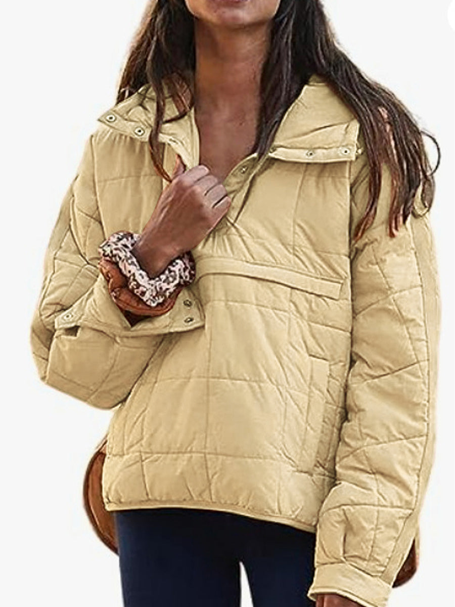 Quarter Button Quilted Pullover Jacket 8