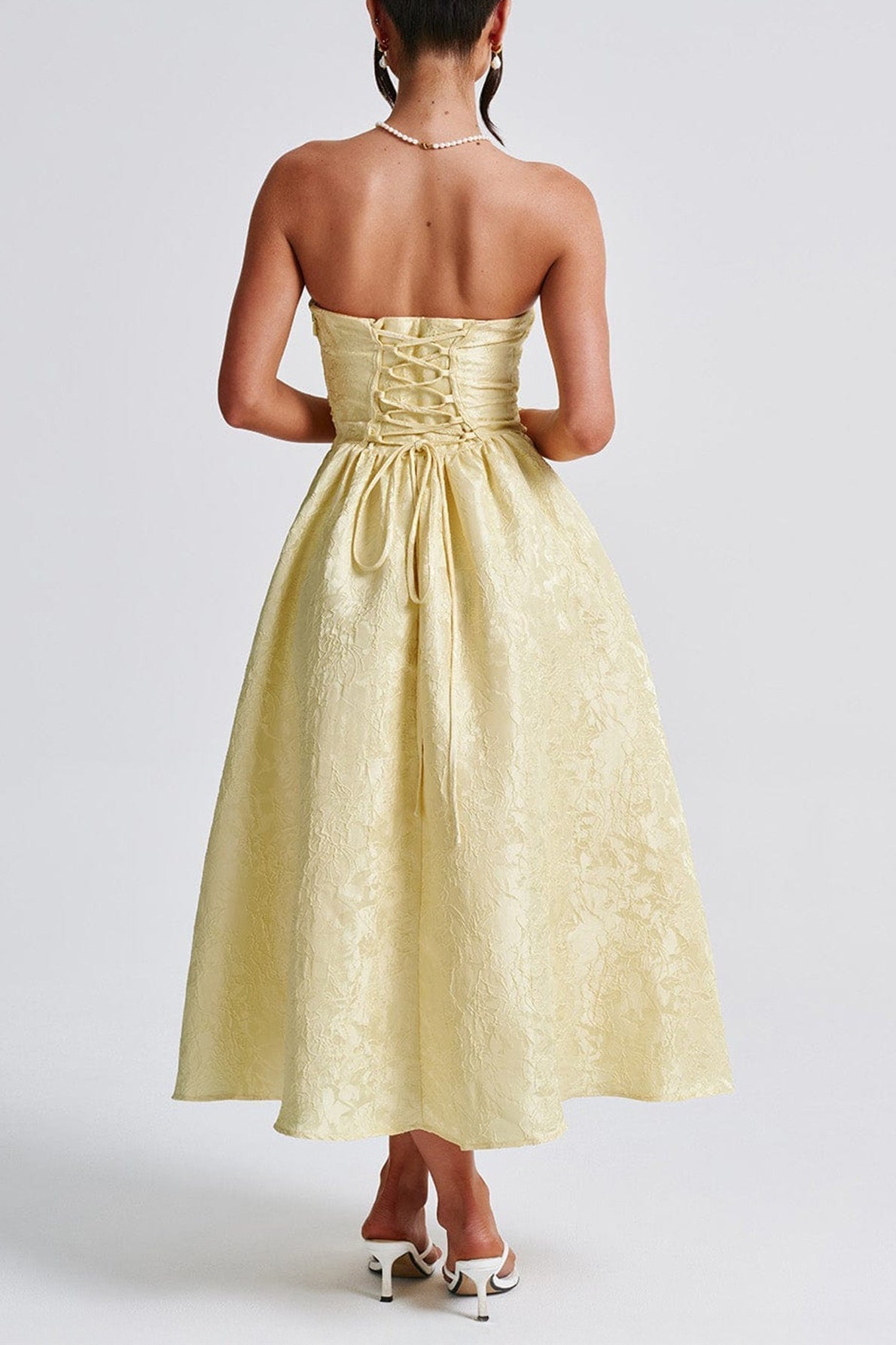 Floral Jacquard Strapless Fit & Flare Midi Dress 6