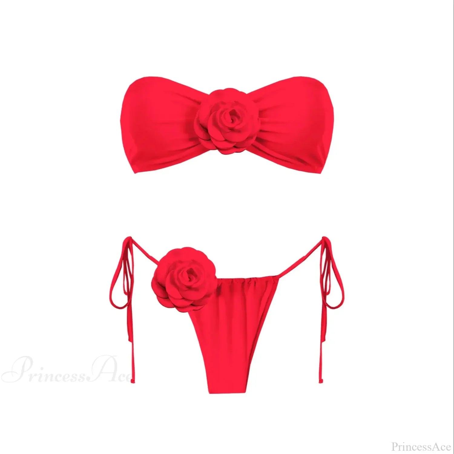 3D Flower Bandage Bikini Set red1 / S