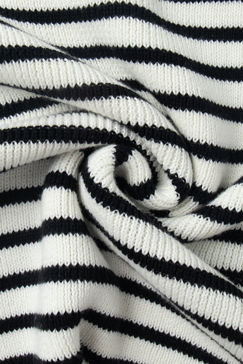 PrincessAce Striped Polo Neck Knit Sweater for Effortless Style