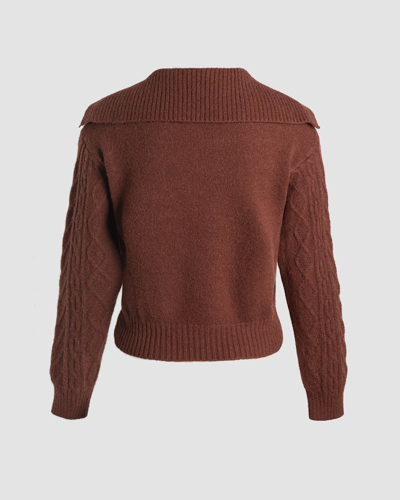 Emelisa Cable Knit Hoodie - Fashionpara