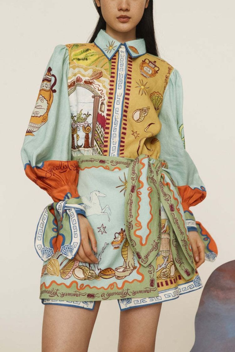 Casual Linen Shirt Collar Cardigan Two-Piece Set - Fashionpara