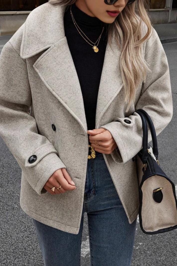 Cropped Wool Blend Oversized Coat - Fashionpara