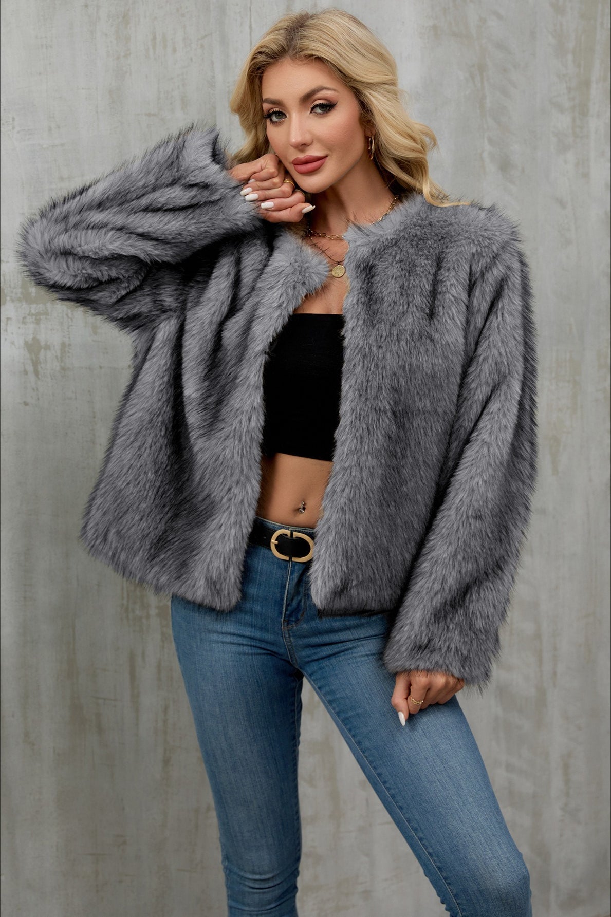Plush Short Fur Open Cardigan Coat 2