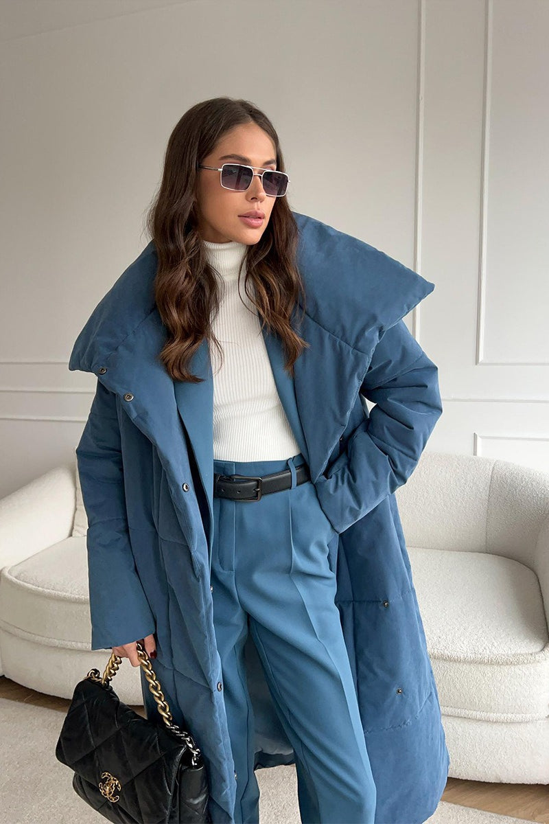 Long Stand Collar Relaxed Quilted Puffer Jacket 18