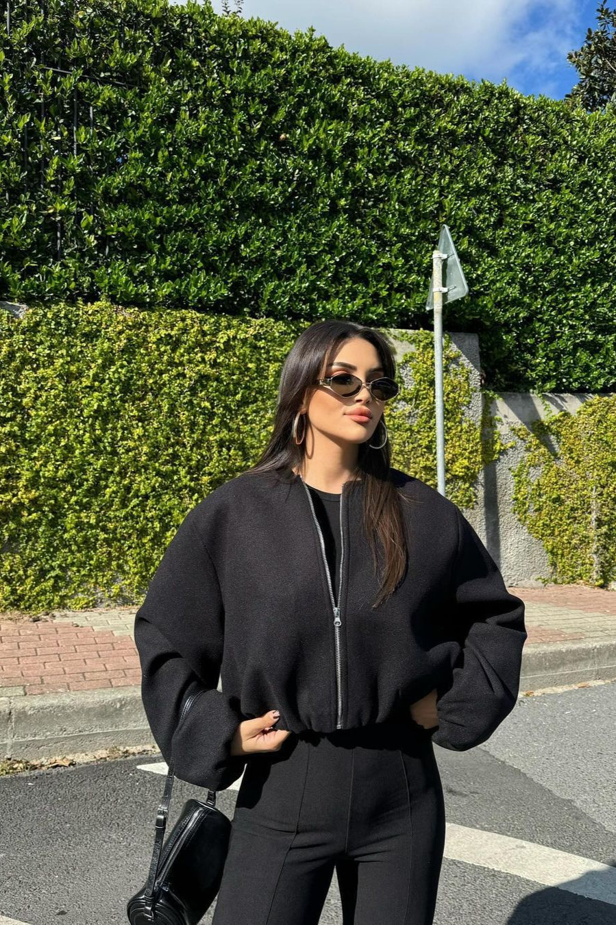 Cropped Sports Bomber Jacket