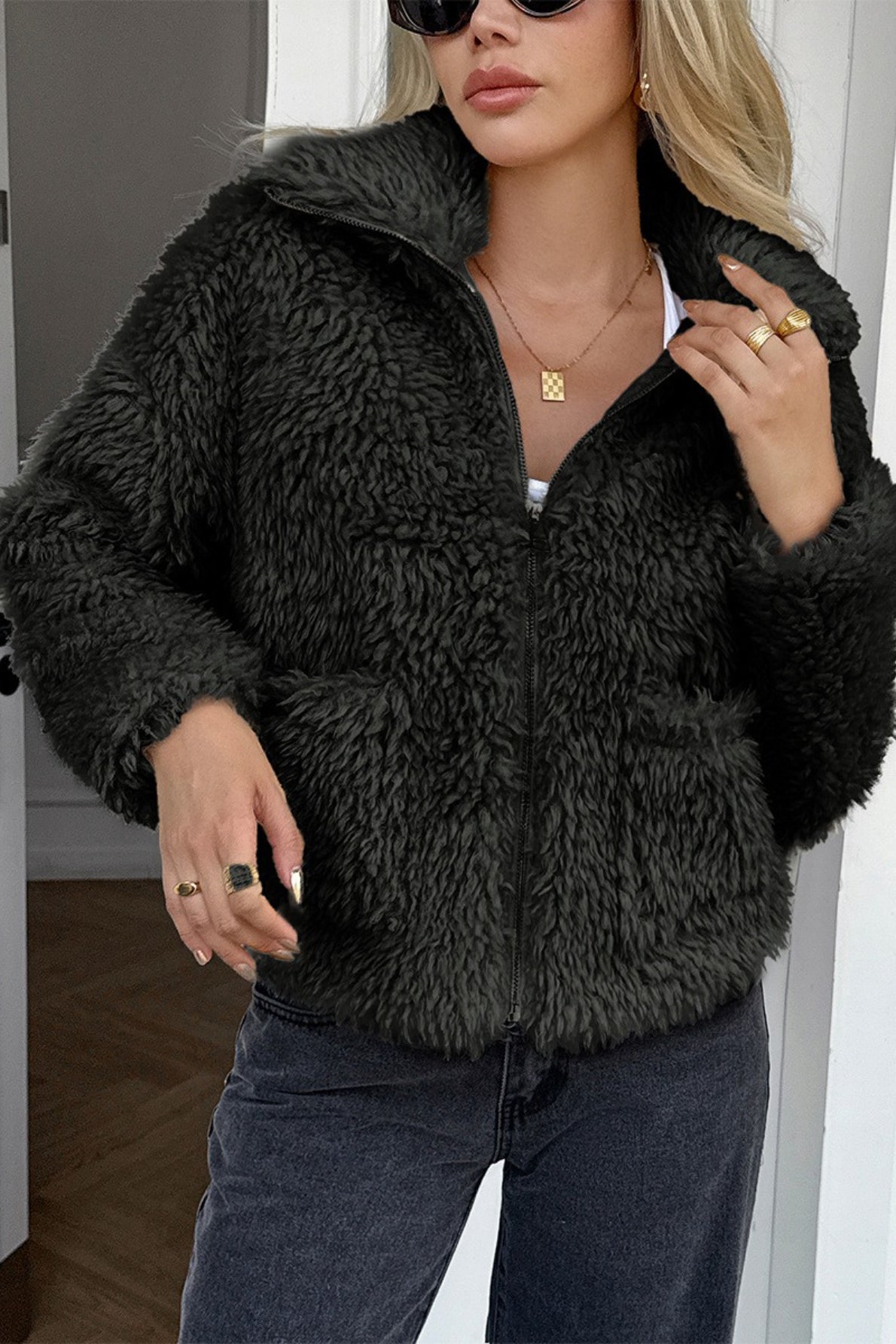 Elegant Faux Fur Long Coat - Fashionpara