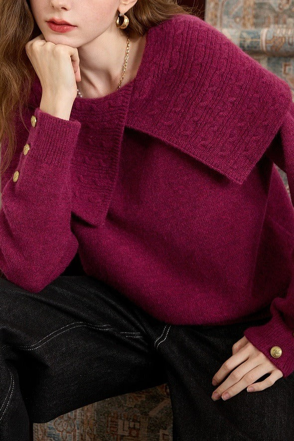 Oversized Collared Pullover Sweater