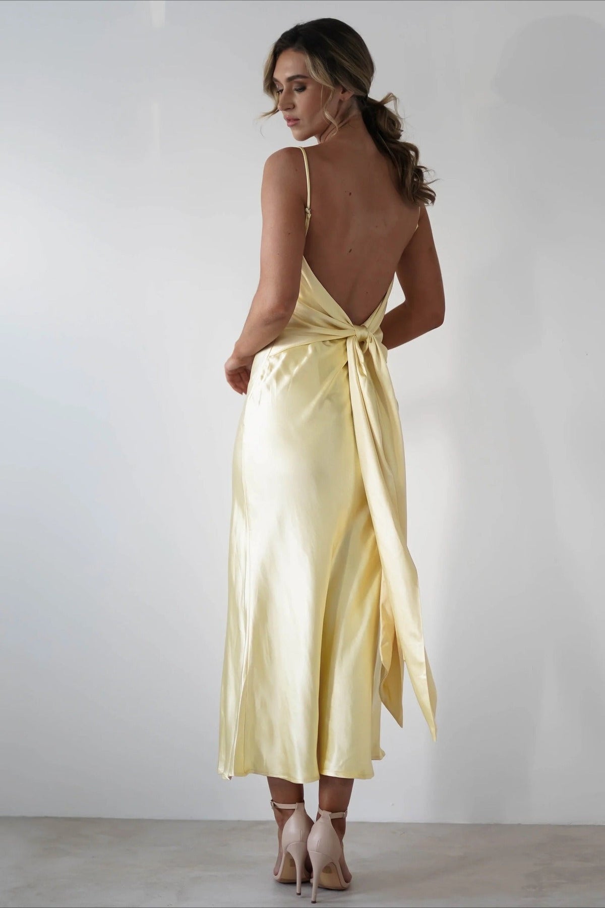 Satin V-Neck Bias Cut Slip Maxi Dress 9