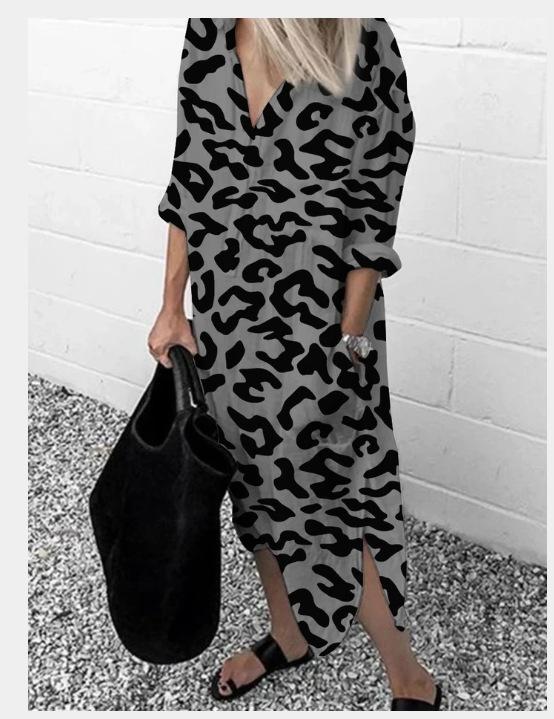 Spring and Autumn Women's New Fast Print Long-sleeved Dress Fashionpara