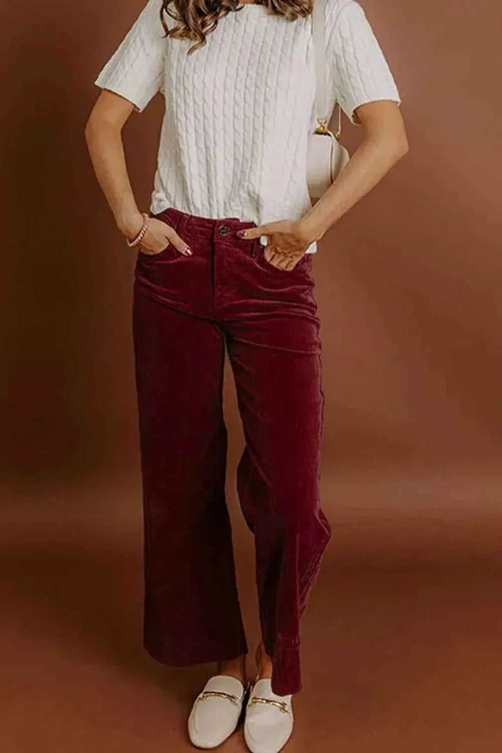 Corduroy High Waist Wide Leg Pants