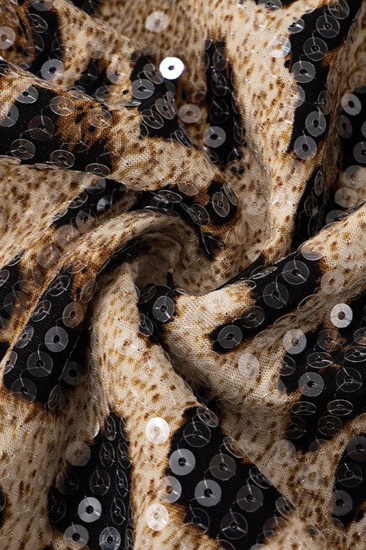 Leopard Sequin Strapless Bodycon Mini Dress - View 5
